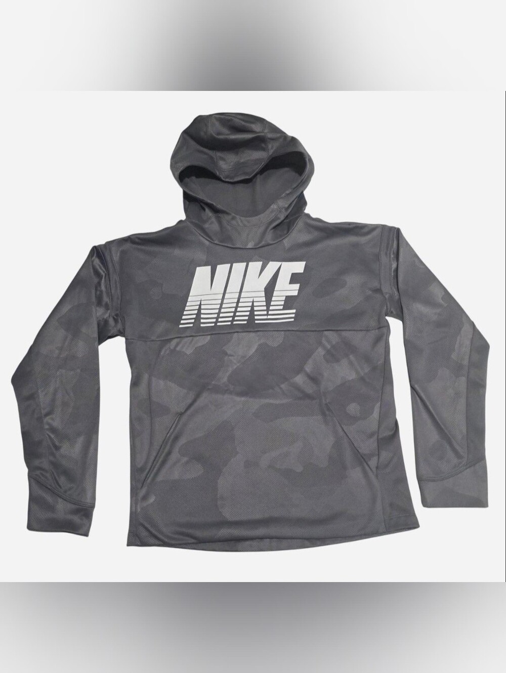 Nike Kids  Gray Camo Hooded Pullover Large